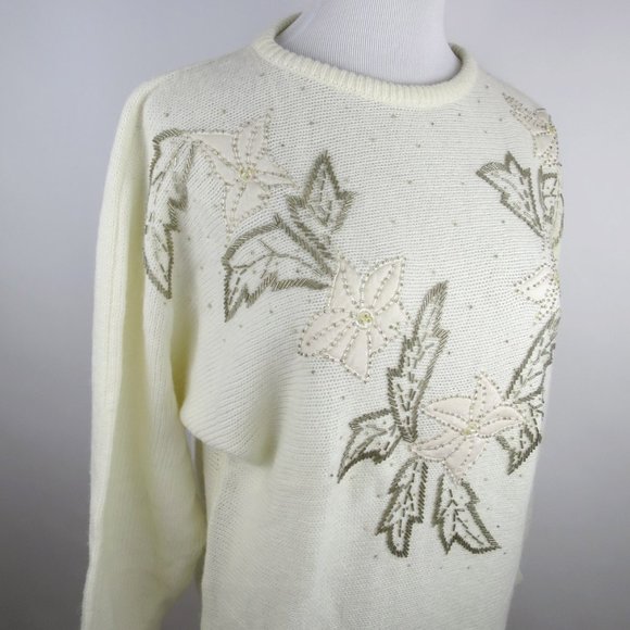 Vtg 80s Deadstock Beaded Sweater Size L - Picture 4 of 10
